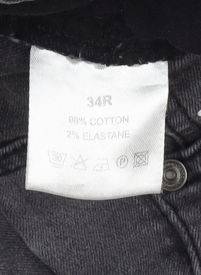 MAN Men's Black Distressed Denim Jeans Size 34R