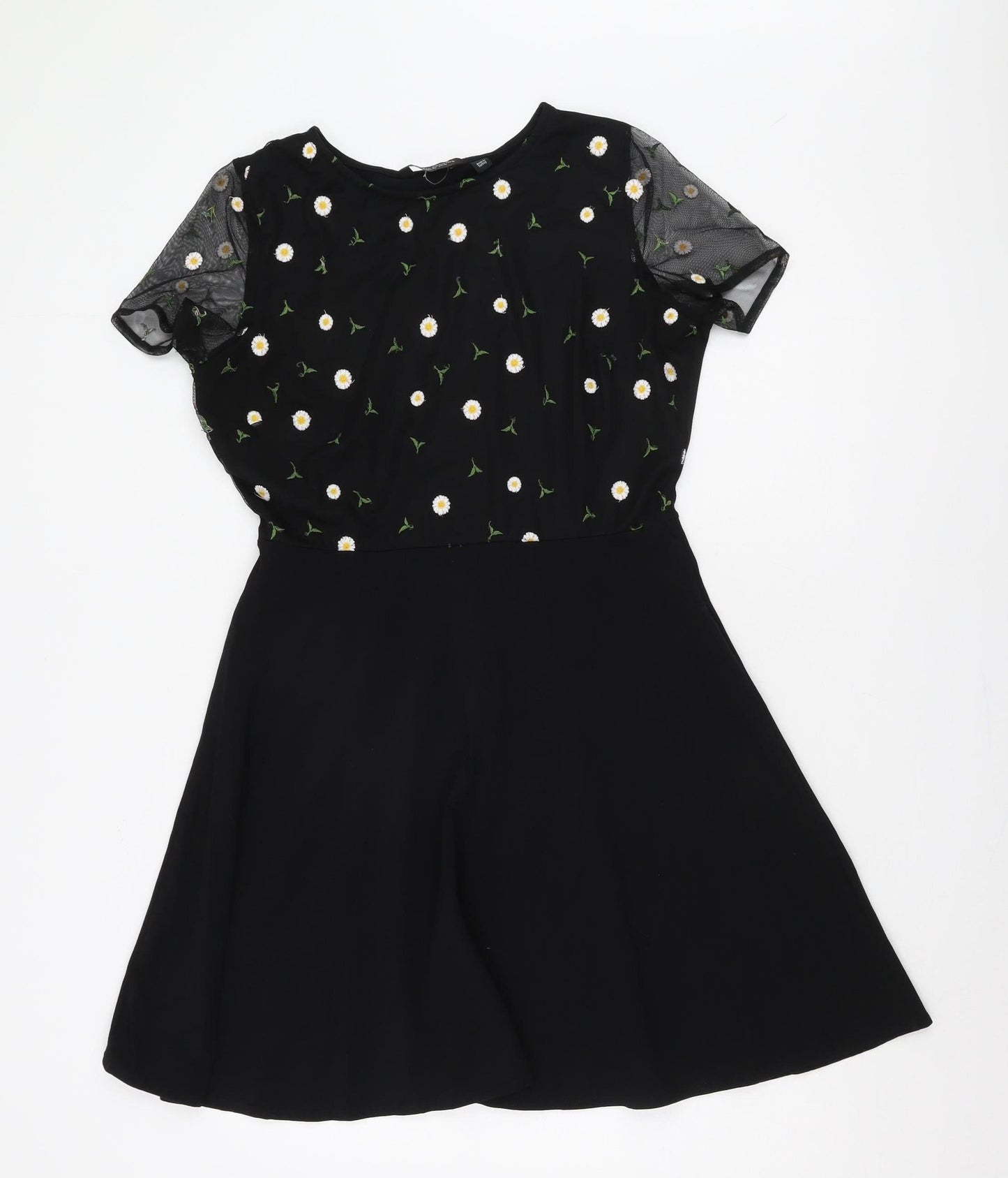 Dorothy Perkins Black A-Line Floral Dress Size 14