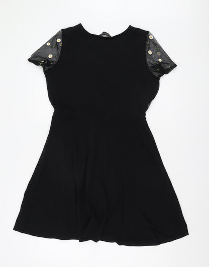 Dorothy Perkins Black A-Line Floral Dress Size 14