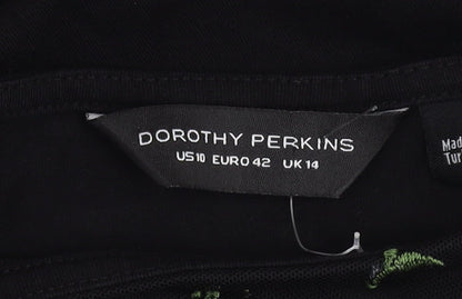 Dorothy Perkins Black A-Line Floral Dress Size 14
