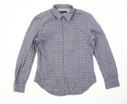 French Connection Men's Grey Geometric Button-Up Shirt L