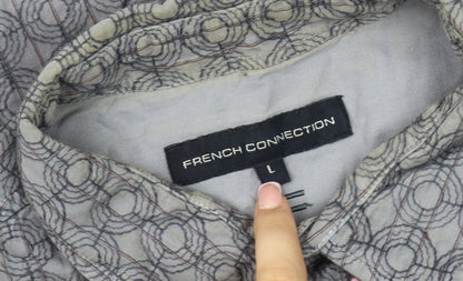 French Connection Men's Grey Geometric Button-Up Shirt L
