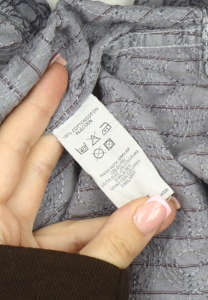 French Connection Men's Grey Geometric Button-Up Shirt L