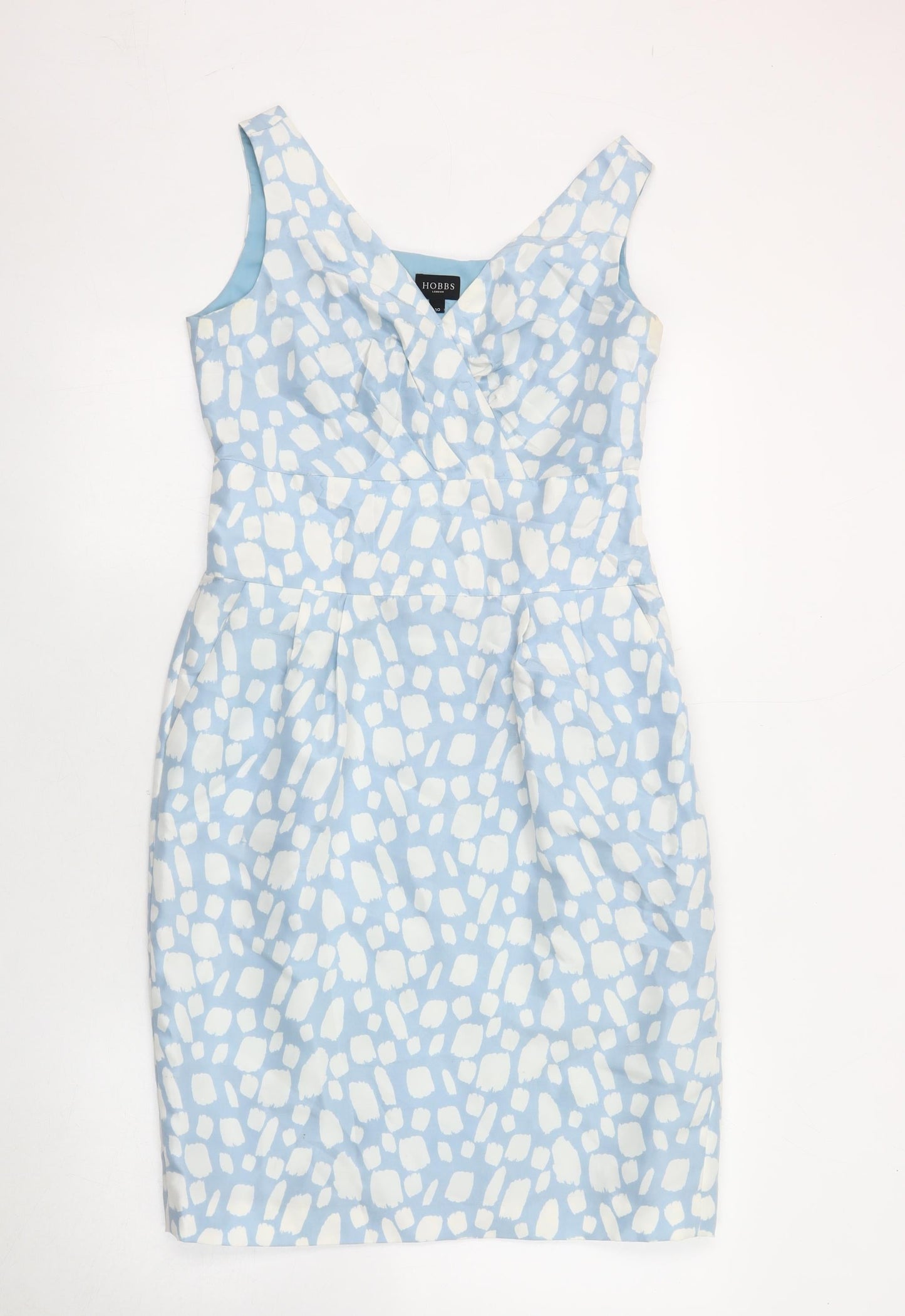 Hobbs Women's Blue Geometric Silk Dress, Size 10