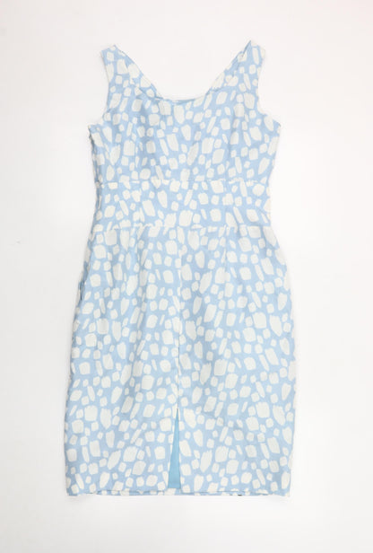 Hobbs Women's Blue Geometric Silk Dress, Size 10