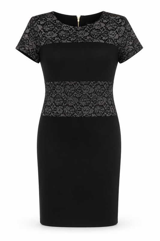 Front view of Club L Women’s Black Sheath Dress, size UK 12