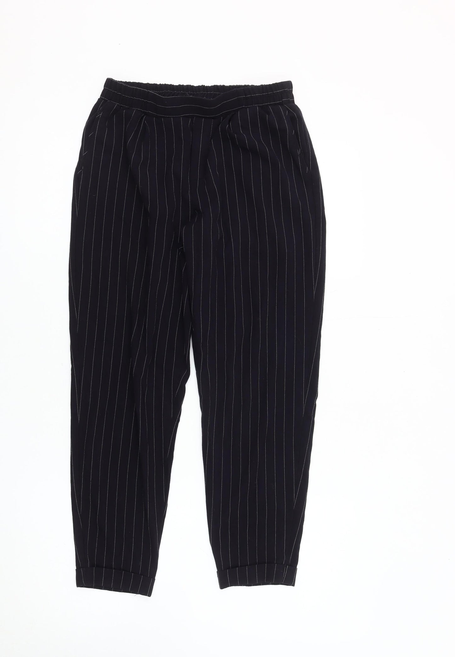 Bershka Women's Black Striped Trousers Size S