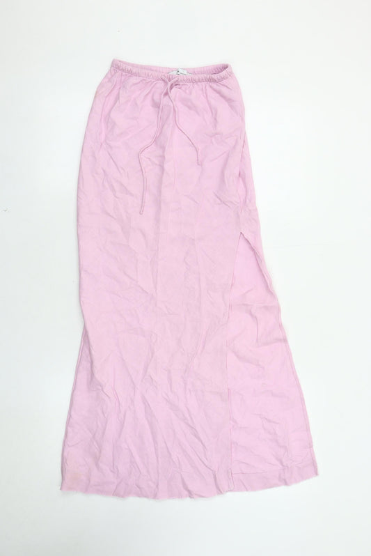 Bershka Pink Long Cotton Skirt, XS, Women's Casual