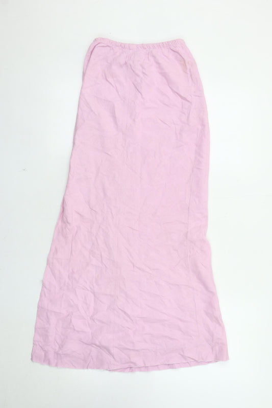 Bershka Pink Long Cotton Skirt, XS, Women's Casual