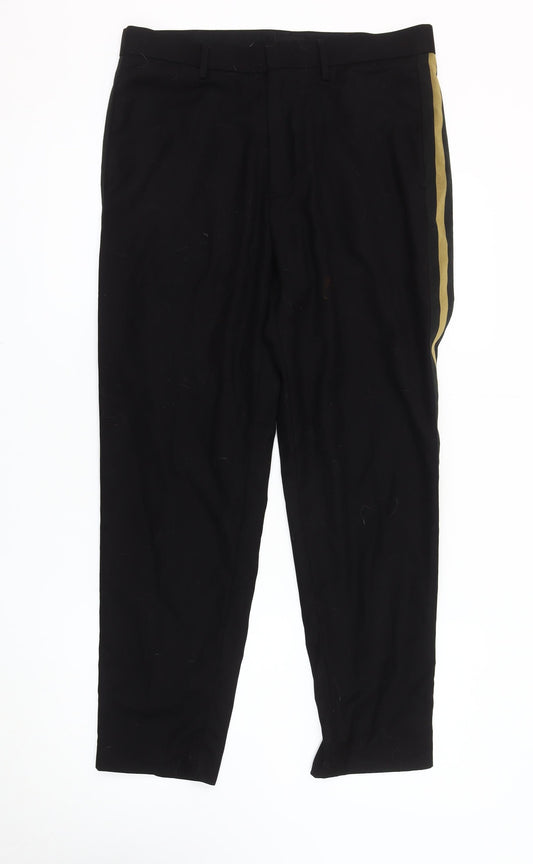 H&M Men's Black Regular Fit Trousers 33R