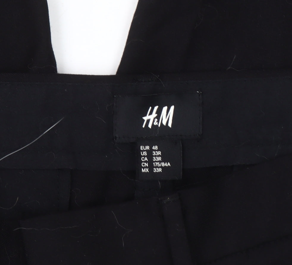 H&M Men's Black Regular Fit Trousers 33R