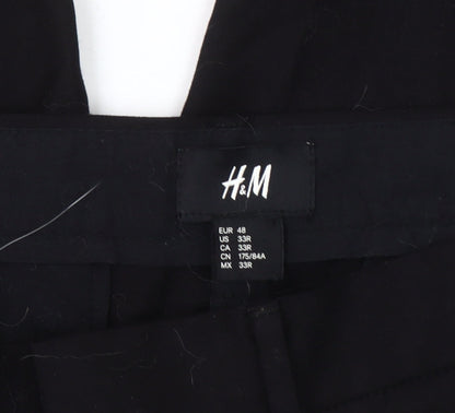 H&M Men's Black Regular Fit Trousers 33R