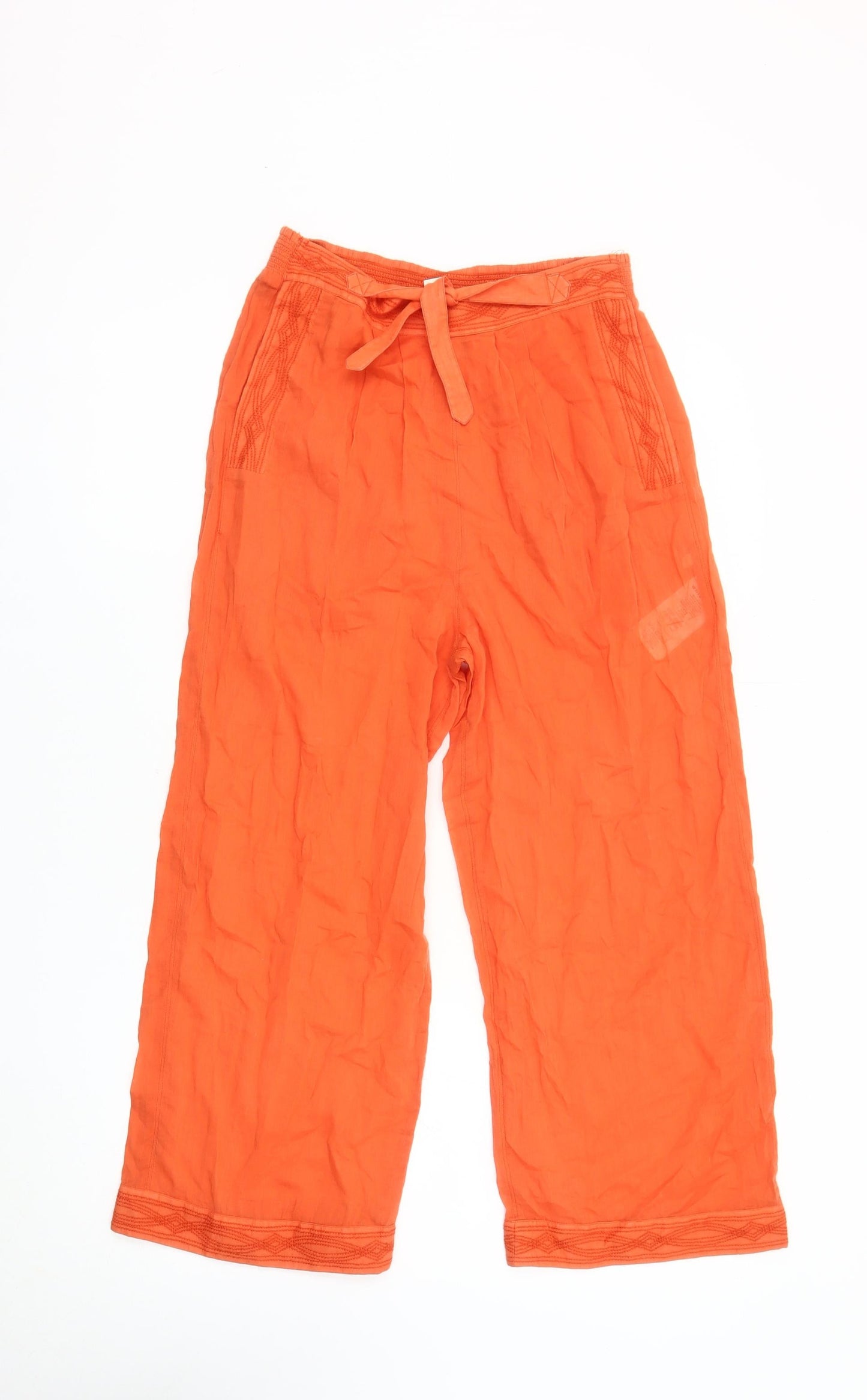 Whistles Women's Orange Wide-Leg Trousers XS