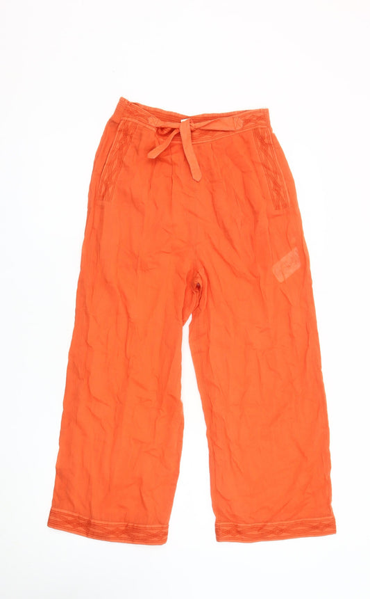 Whistles Women's Orange Wide-Leg Trousers XS