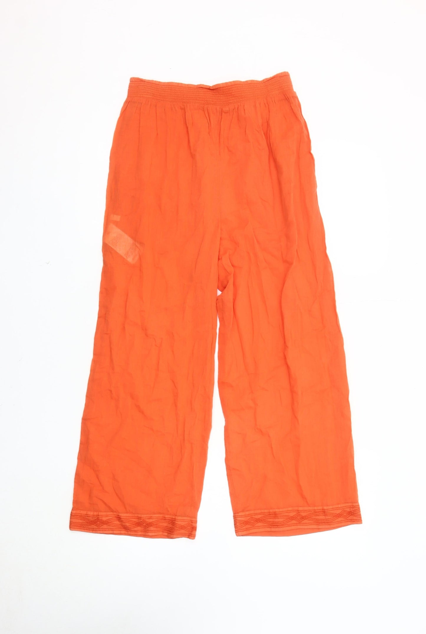 Whistles Women's Orange Wide-Leg Trousers XS