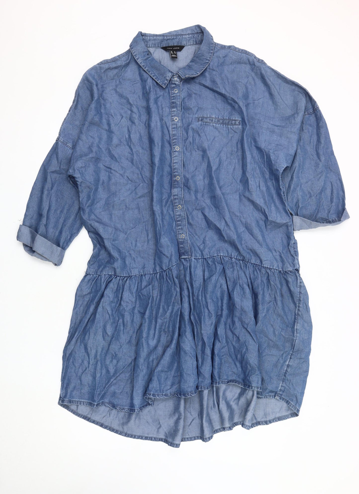 New Look Women’s Blue Shirt Dress Size 18 Chambray Casual