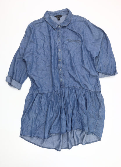 New Look Women’s Blue Shirt Dress Size 18 Chambray Casual