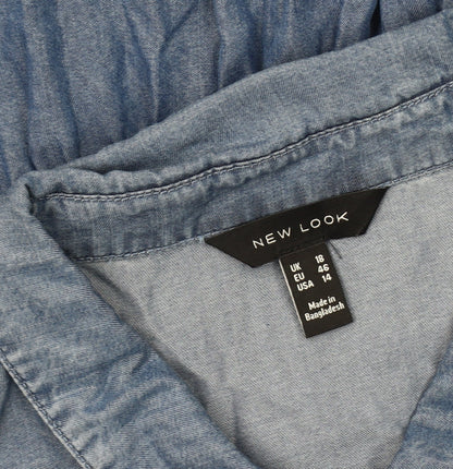 New Look Women’s Blue Shirt Dress Size 18 Chambray Casual