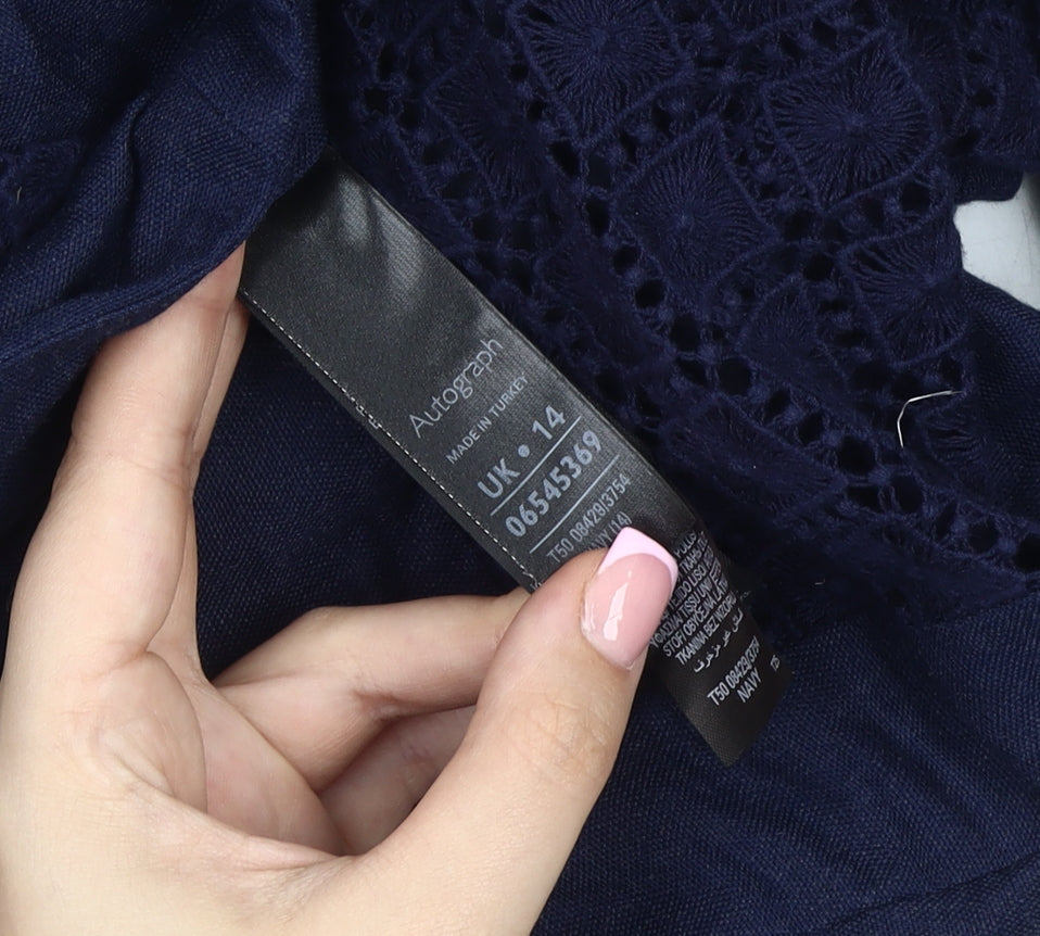 Autograph Women's Blue Knee Length Pencil Skirt Size 14