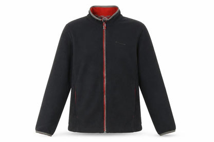 Front view of Decathlon boys’ black basic jacket, 14 years, full zip, casual