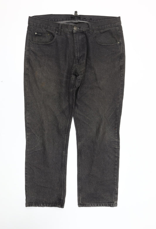 Mens UK Size 38S Pierre Cardin Regular Fit Straight Black Jeans