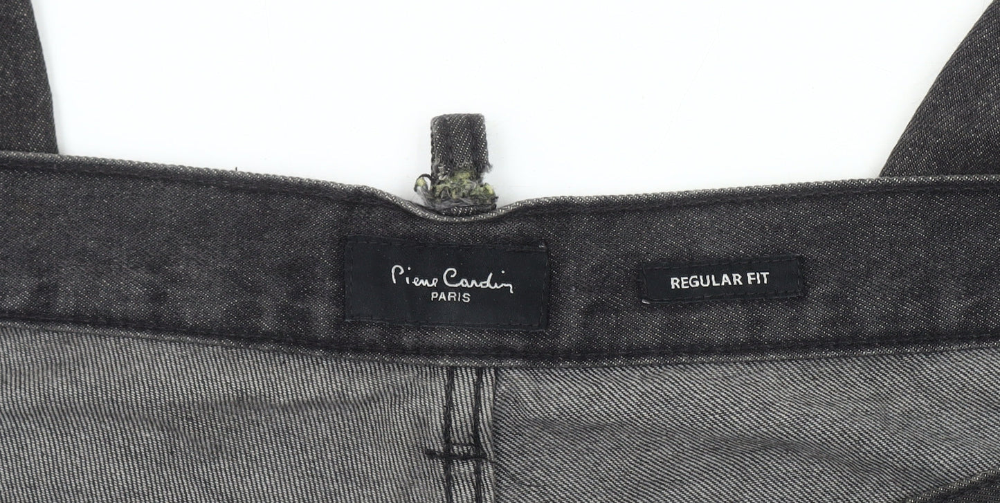 Mens UK Size 38S Pierre Cardin Regular Fit Straight Black Jeans