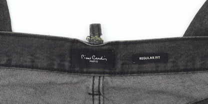 Mens UK Size 38S Pierre Cardin Regular Fit Straight Black Jeans