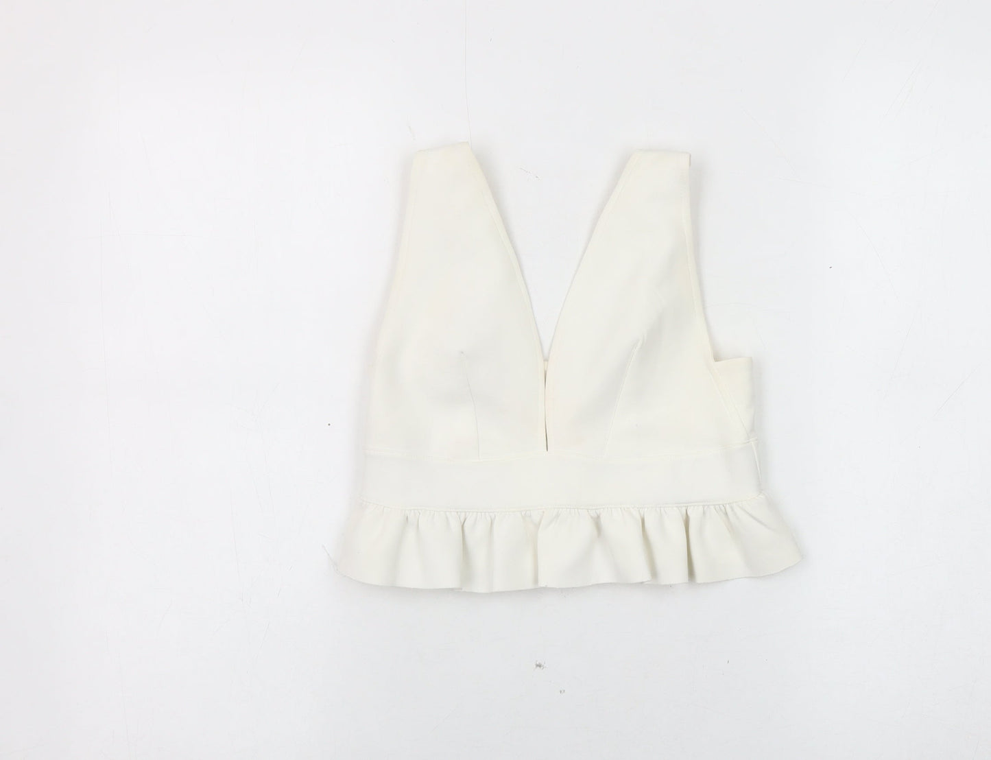 Womens UK Size 6 River Island Ivory Cropped Blouse