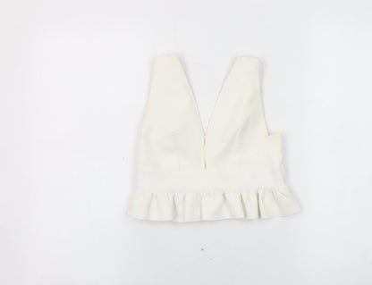 Womens UK Size 6 River Island Ivory Cropped Blouse