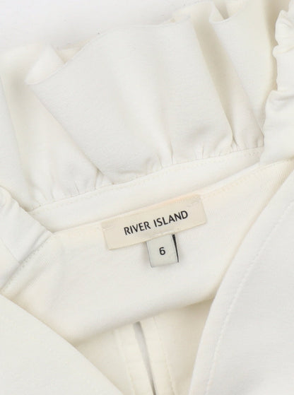 Womens UK Size 6 River Island Ivory Cropped Blouse