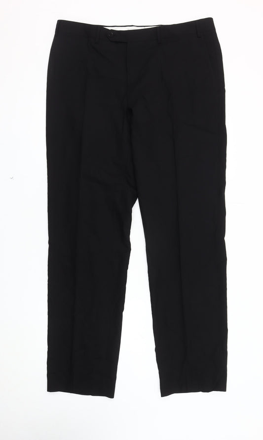 Bruno Men's Black Trousers Size 52 Wool Blend