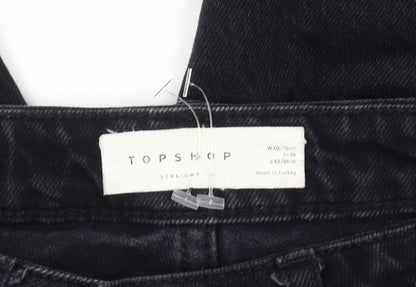 Unisex Adultss UK Size 30 Topshop  Straight Black Jeans