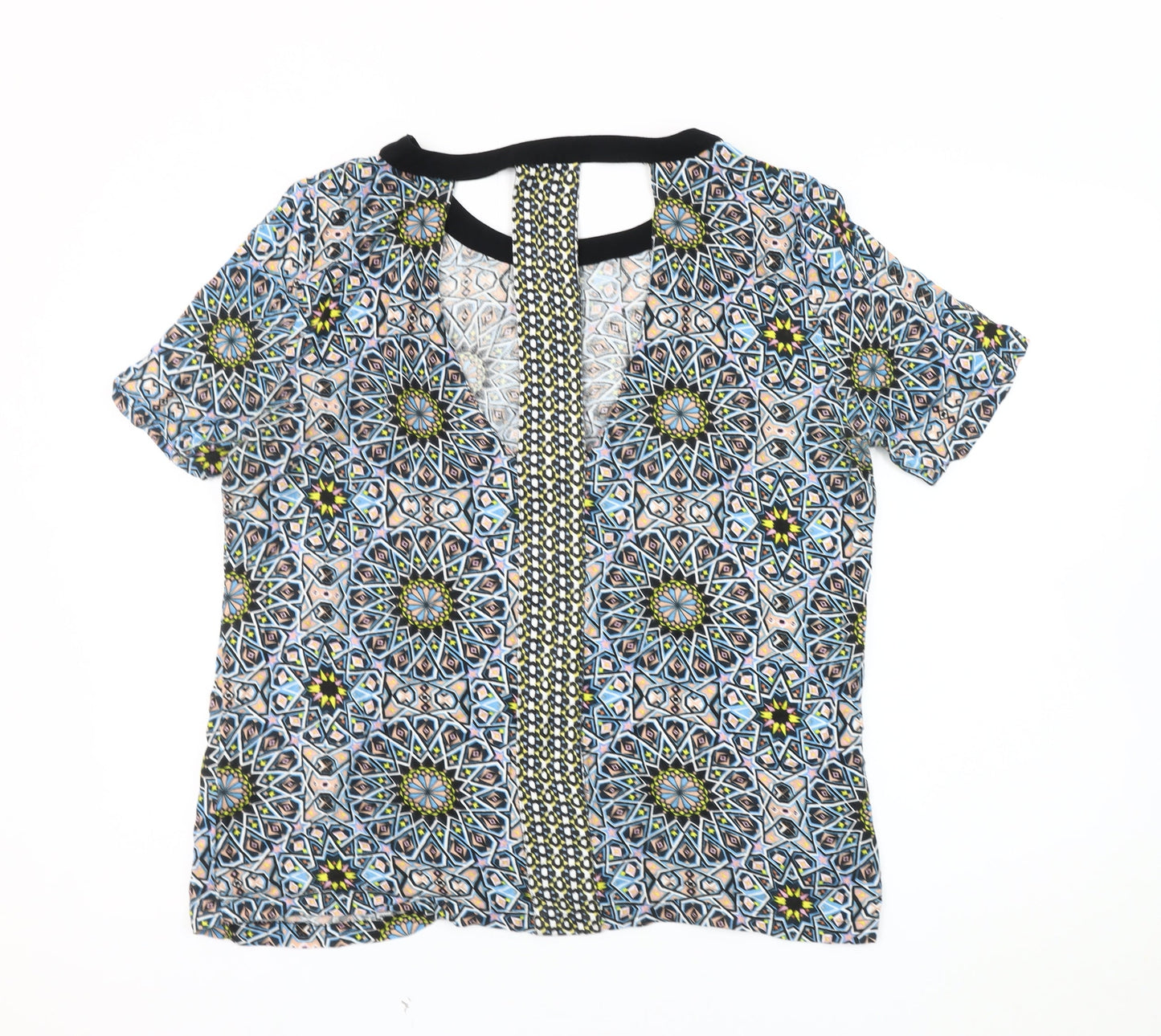 Womens UK Size 12 Warehouse Multicoloured Ringer Blouse