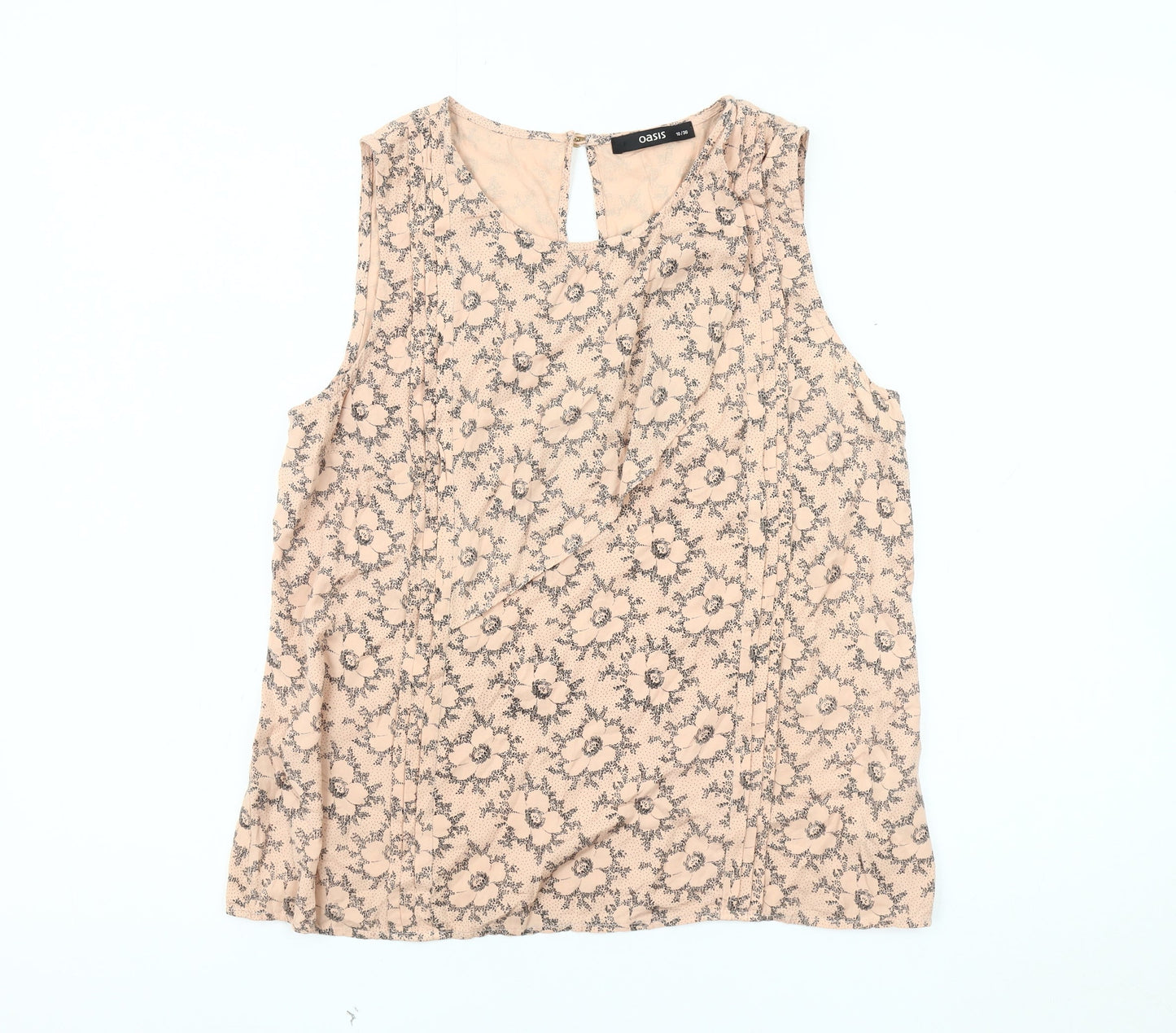 Womens UK Size 10 Oasis Beige Basic Blouse