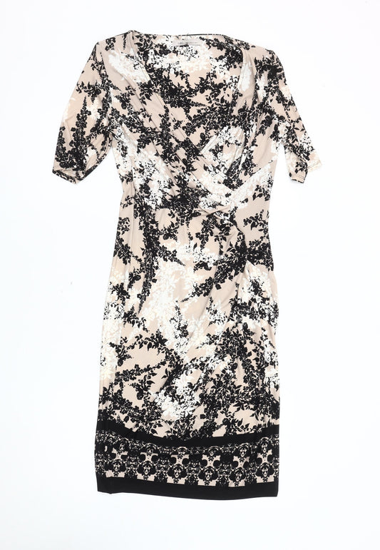 Marks and Spencer Women's Beige Floral Dress Size 10