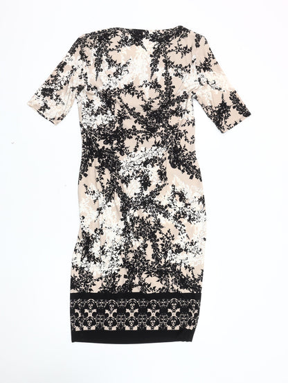 Marks and Spencer Women's Beige Floral Dress Size 10