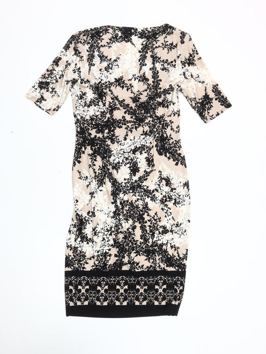 Marks and Spencer Women's Beige Floral Dress Size 10