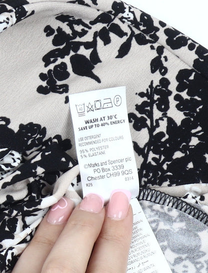 Marks and Spencer Women's Beige Floral Dress Size 10