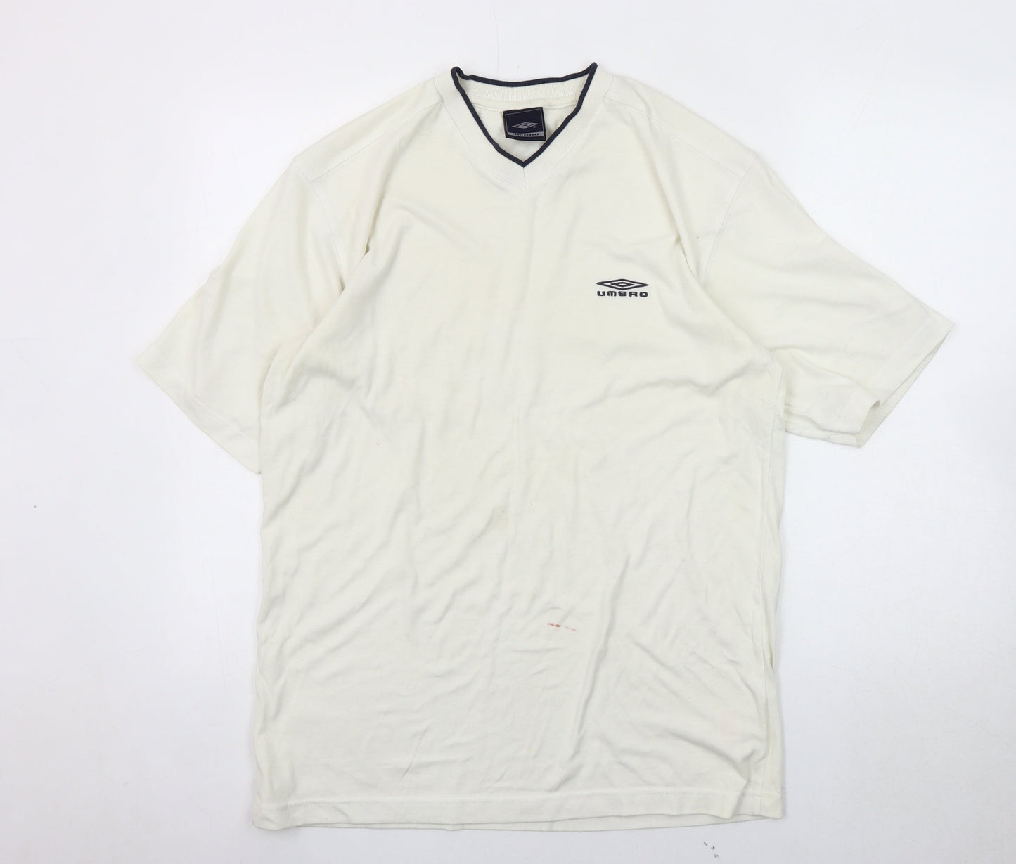 Umbro Men’s White Cotton V-Neck T-Shirt M