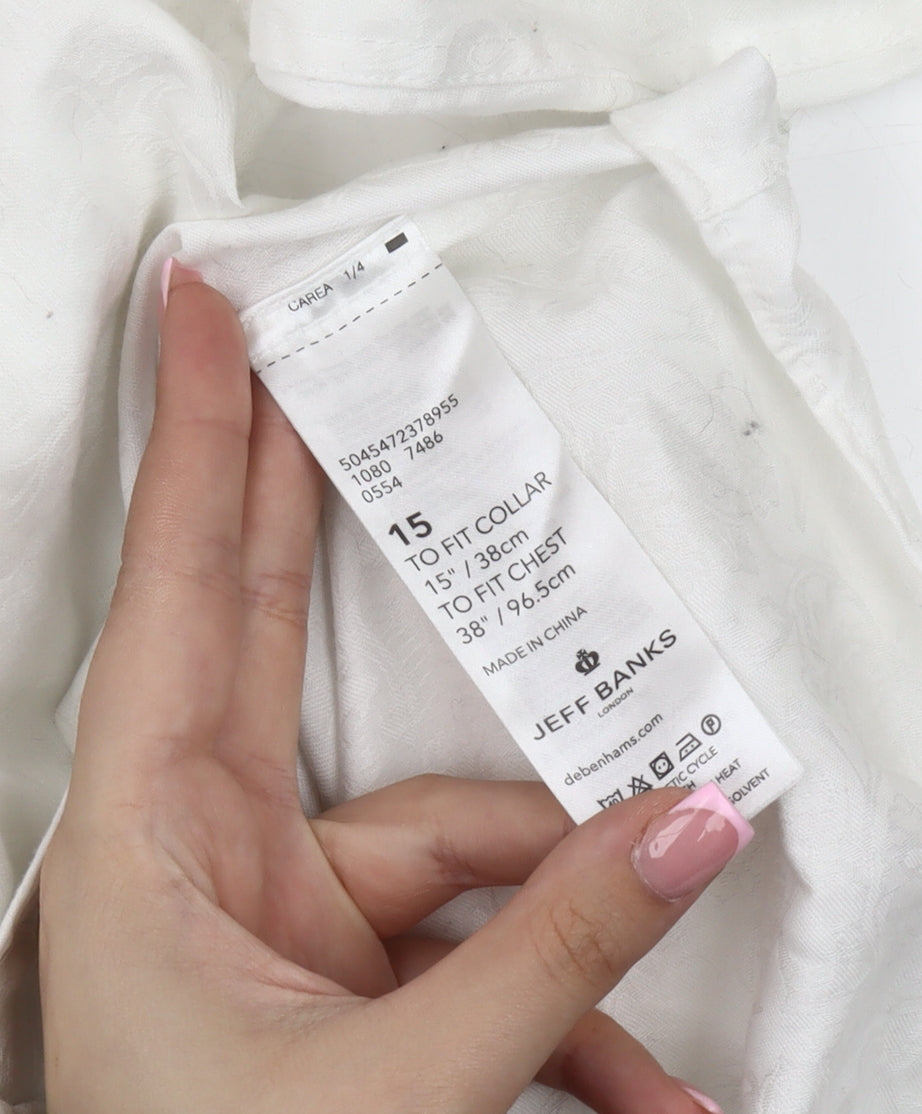 Jeff Banks Men's White Slim Fit Button-Up Shirt 15