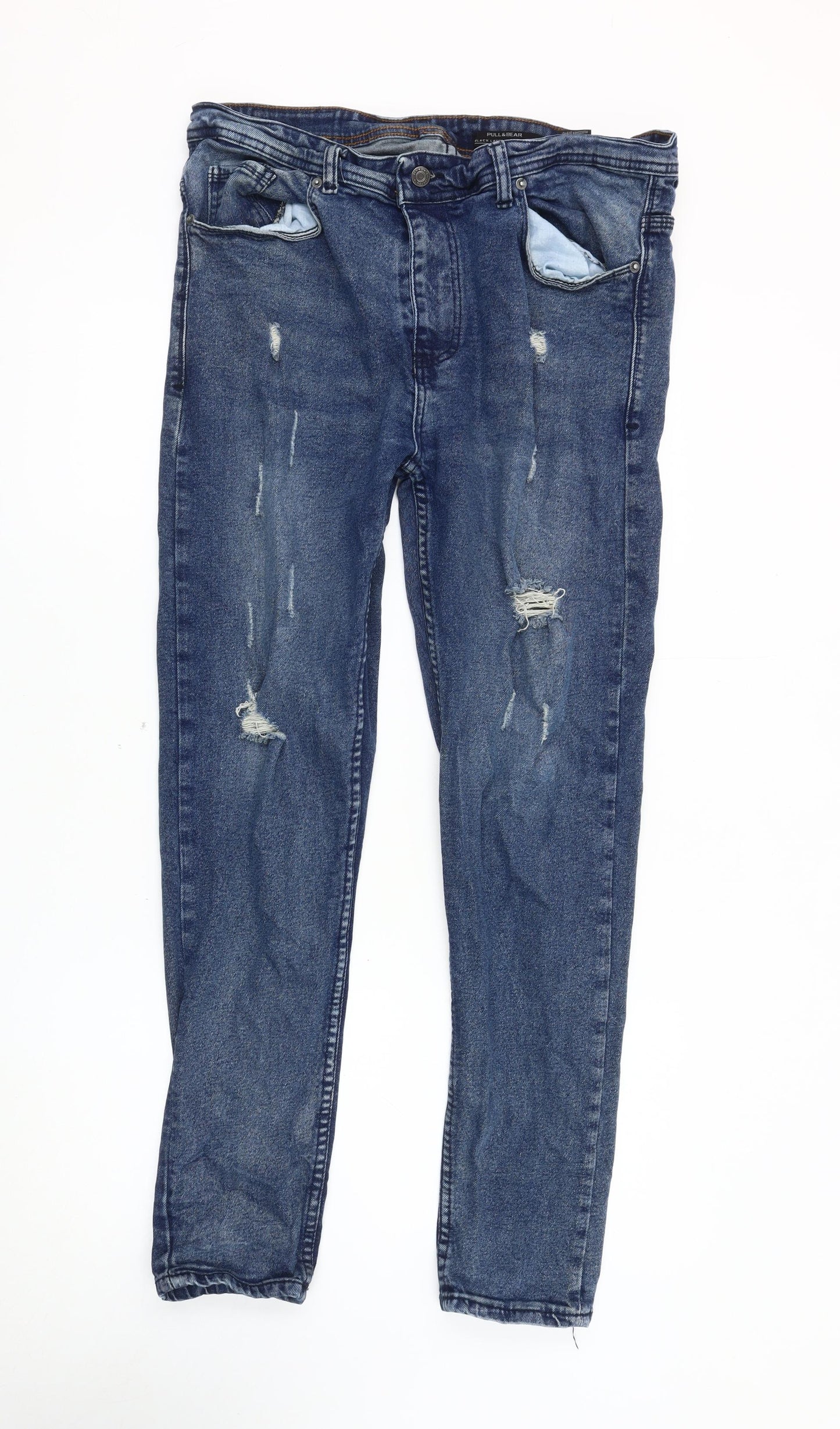 Pull & Bear Women Blue Distressed Straight Jeans
