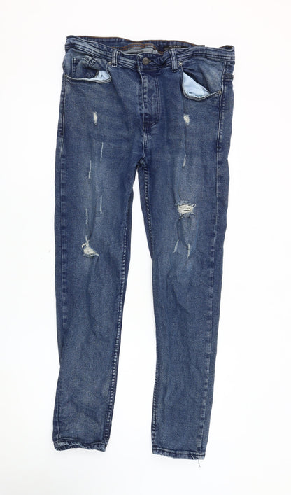 Pull & Bear Women Blue Distressed Straight Jeans