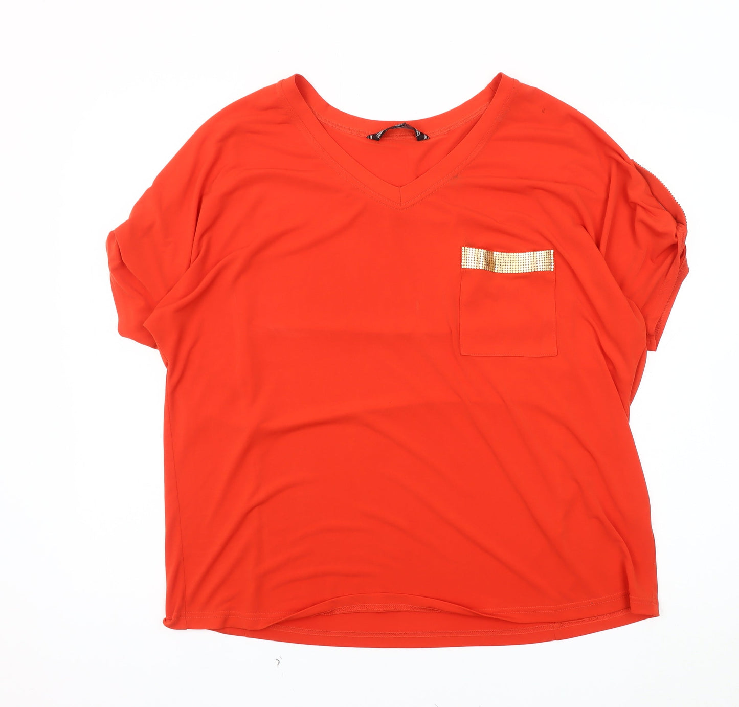 Womens UK Size 18 Joanna Hope Orange Basic T-Shirt