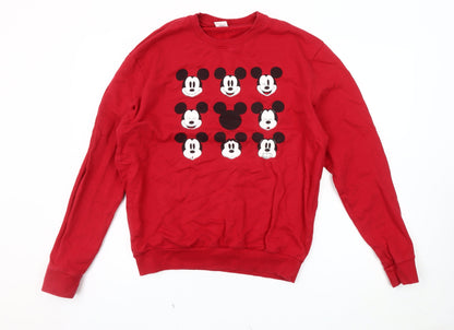 Unisex Adults UK Size 10 Disney Red Pullover Sweatshirt