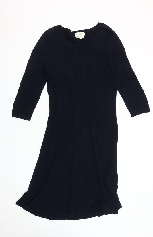 Next Women's Black Midi Shift Dress - Size 10, Casual Knit