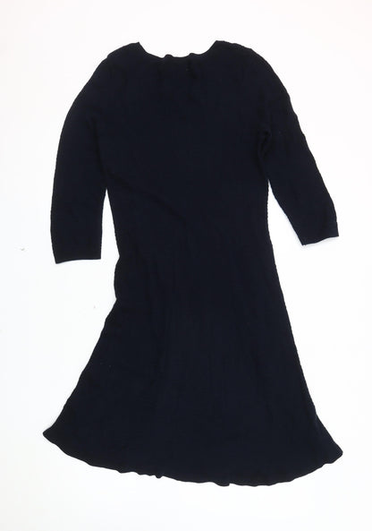 Next Women's Black Midi Shift Dress - Size 10, Casual Knit