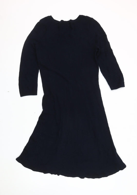 Next Women's Black Midi Shift Dress - Size 10, Casual Knit