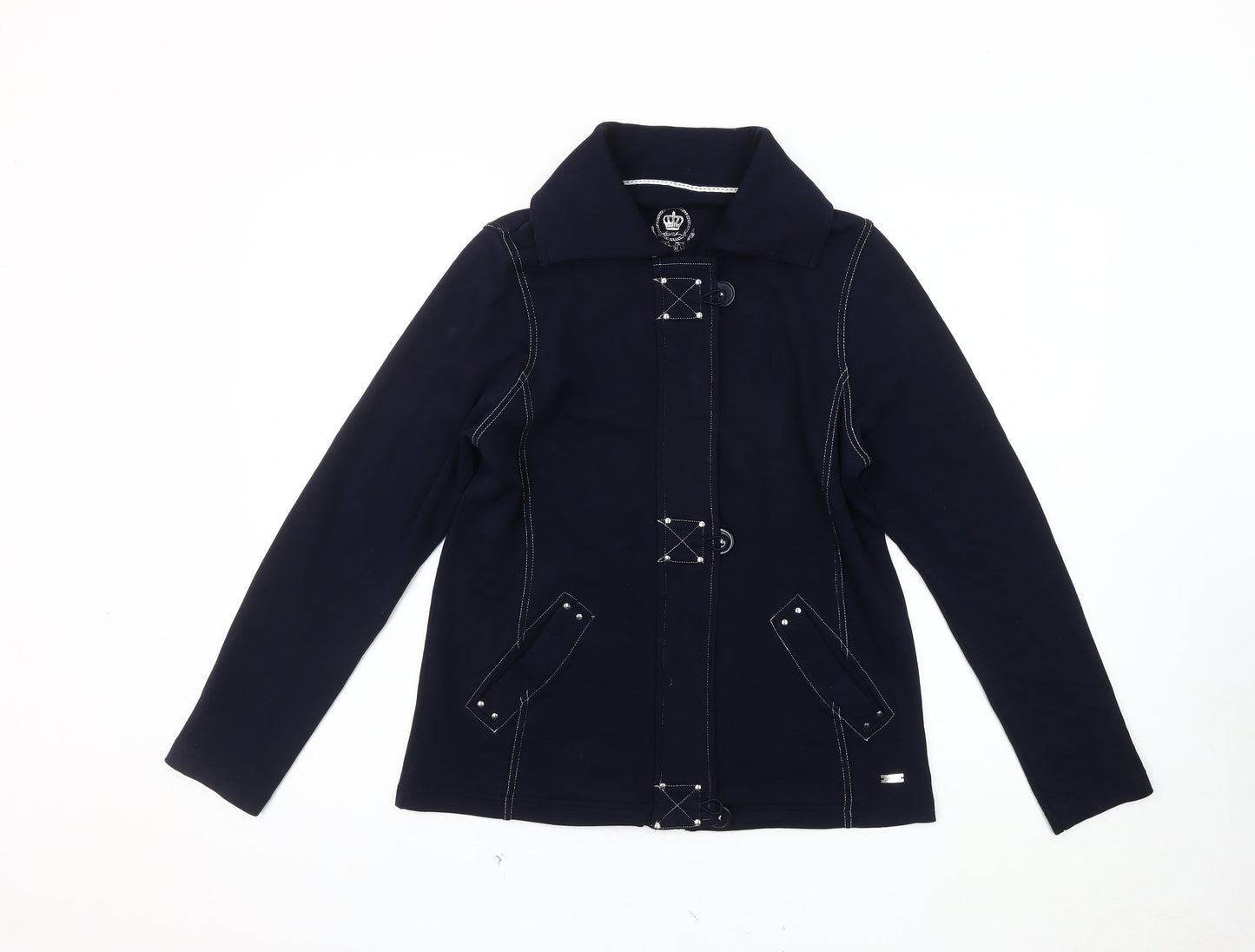 Women's Black Cotton Jacket, Size 10, Casual Style