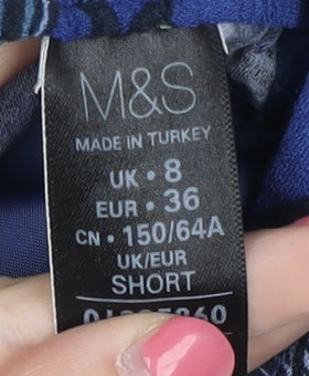 Womens UK Size 8 Marks and Spencer Regular Fit Casual Blue Trousers