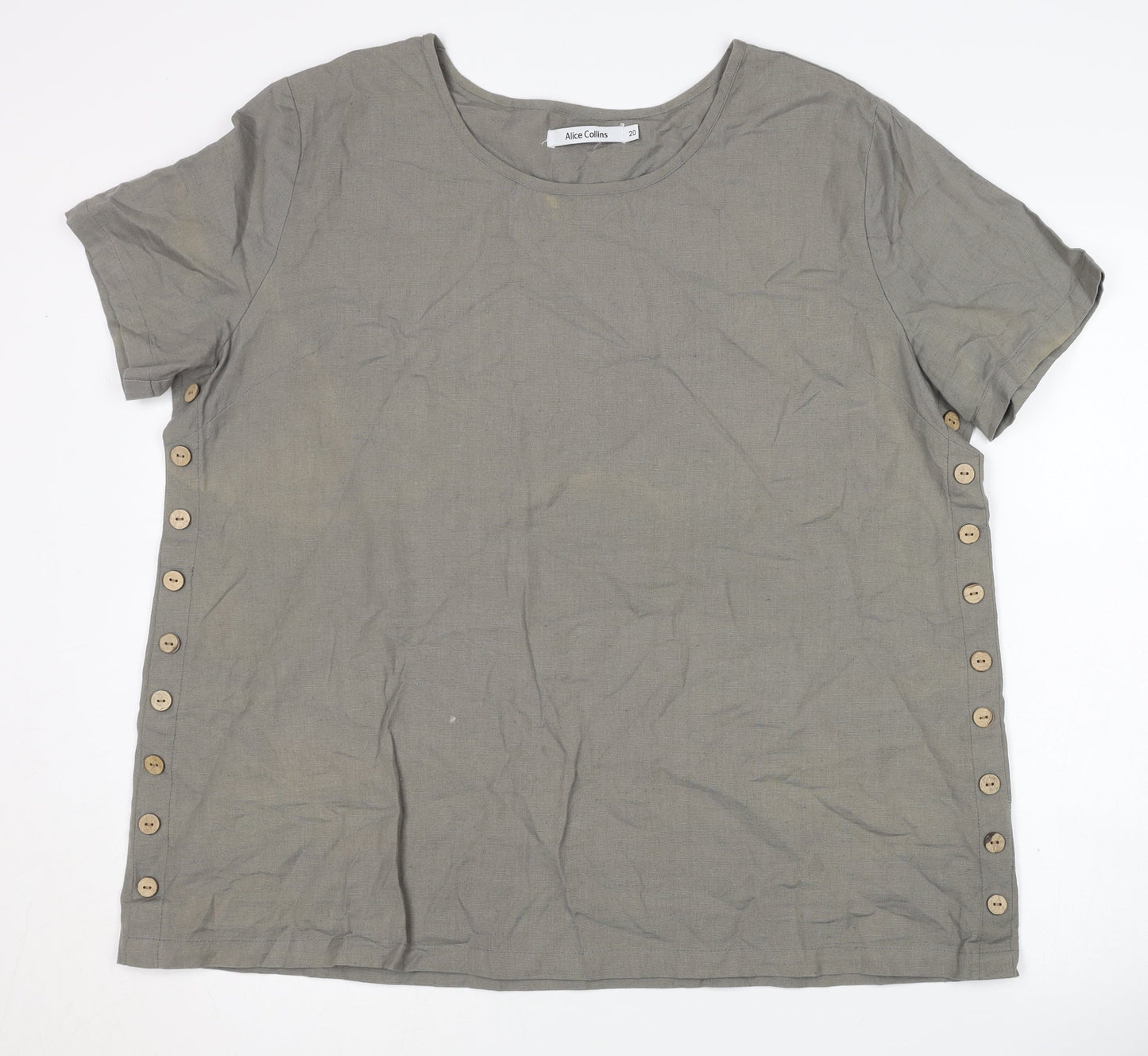 Womens UK Size 20 Alice Collins Grey Basic T-Shirt